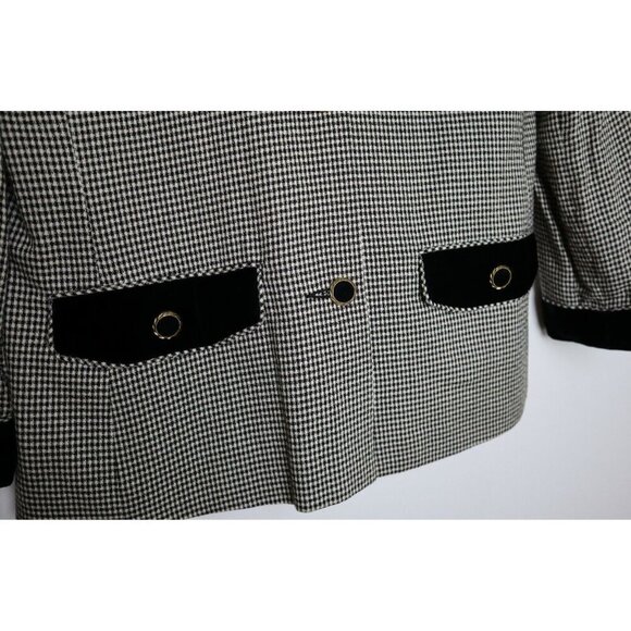 VINTAGE WOMEN'S BLACK & WHITE PLAID BLAZER JACKET - WILROY SPORT - SIZE 10 - Picture 3 of 6